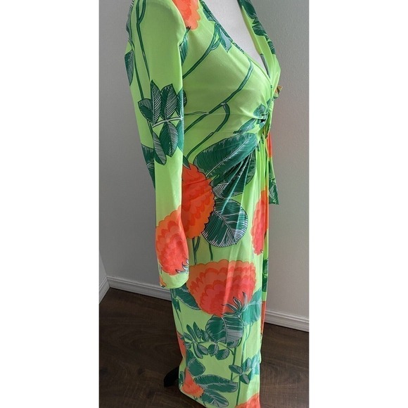 RARE Vtg 60s 70S ROBERT-DAVID MORTON Giant FLORAL Print TRUMPET Hem MAXI Dress S - Picture 6 of 13